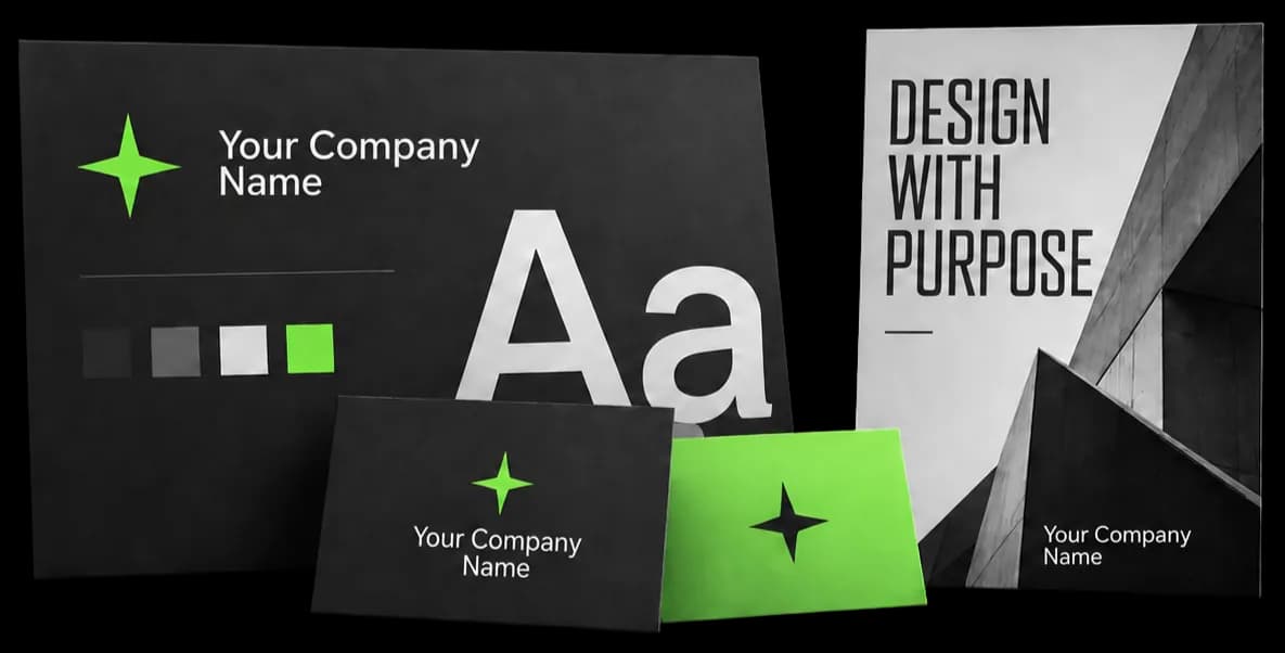 Brand boards, type samples, and business cards